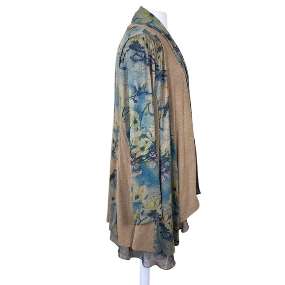 Soft Surroundings Tea Gardens 3/4 Sleeve Floral Layered Waterfall  Topper XL - Picture 4 of 10